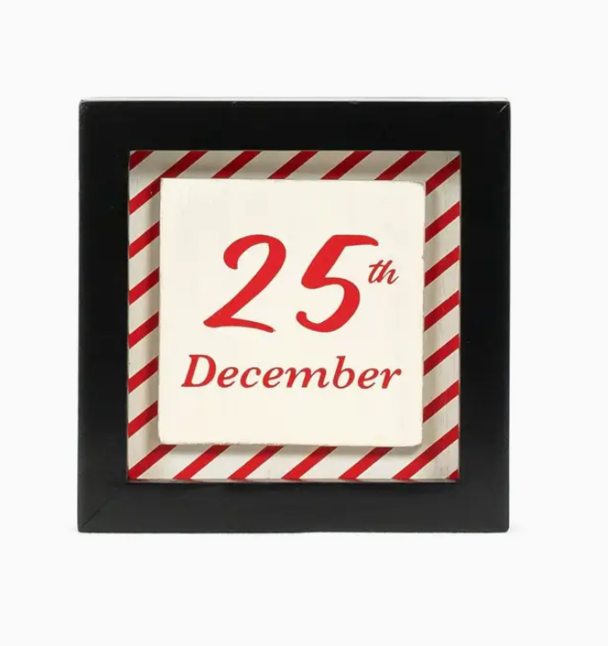 5x5 Wood Frame Sign (December/Plant) Christmas Décor