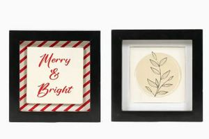 5x5 Wood Frame Sign (Merry/Plant) Christmas Décor