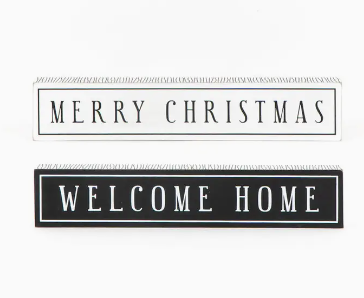 13.25x2.5x1.5 Wood Brick Mry/Home) Christmas Decor