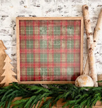 Vintage Green/Red Plaid Wood Sign