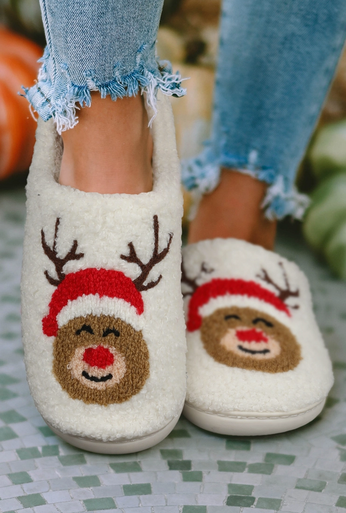 Christmas Cartoon Pattern Plush Slippers