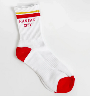 Kansas City Crew Socks - White with Red & Yellow