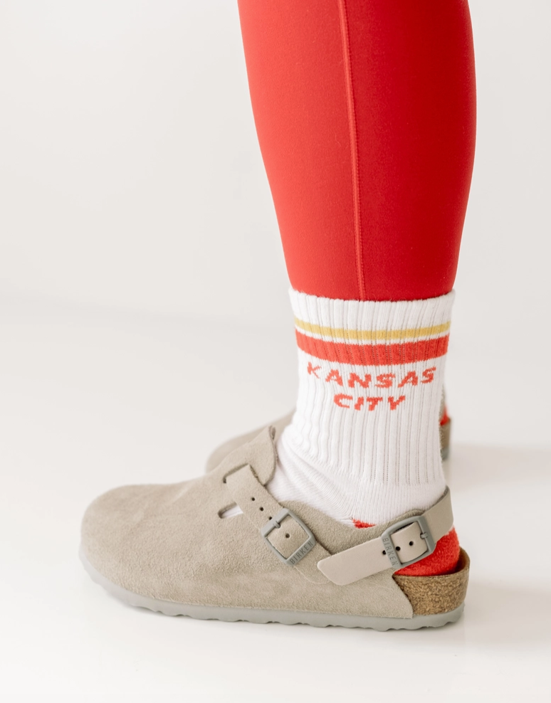 Kansas City Crew Socks - White with Red & Yellow