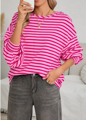 Lovely Striped Oversized Sweatshirt