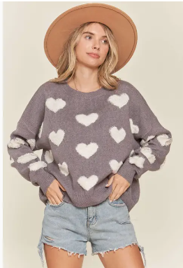 FLUFFY Heart Comfy Sweater Top