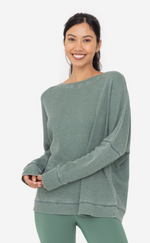 Waffle Ribbed Roundneck Pullover