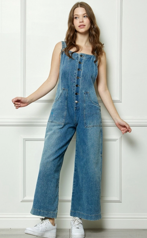 Denim Multi Button Fatigue Overall