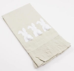 Bunny Ruffle Hand Towel Oat/White 20x28