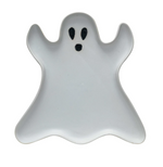 Stoneware Ghost Shaped Plate, Matte White & Black