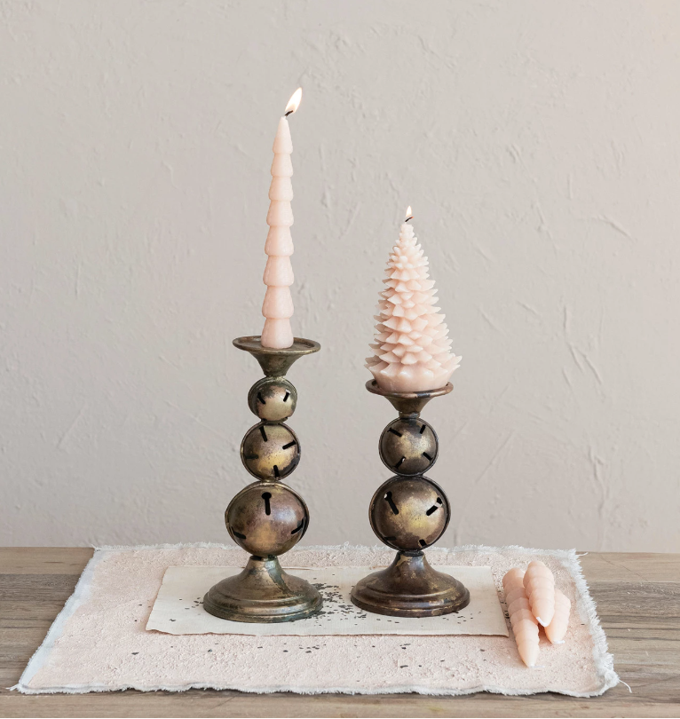 Metal Candle Holder w/ Jingle Bell Base (CANDLES NOT INCLUDED)