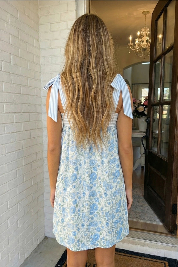 patchwork floral mini dress Patchwork Floral Shimmer Mini Dress