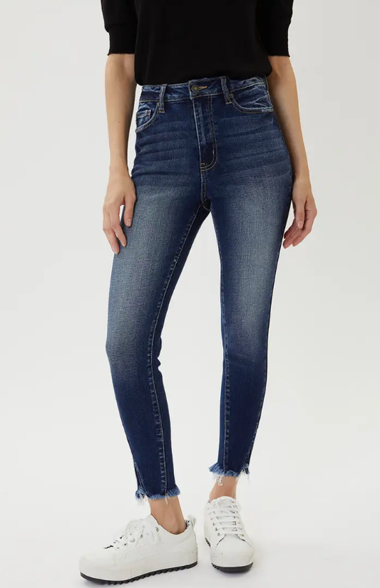 
                  
                    These KanCan jeans are PERFECT for every day. With a high rise and distressed ankles, these dark denim jeans are a must-have in your wardrobe. With a comfortable and flattering fit, these jeans are a perfect addition to your everyday look. Dress them up or down, these jeans are a versatile piece that you'll love to wear
                  
                
