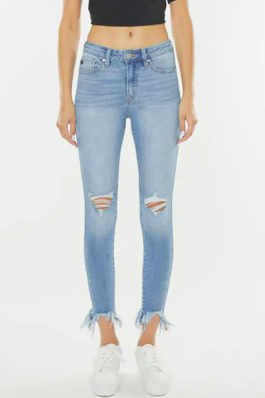 
                  
                    These Kancan jeans will hug your curves in all the right places. Add some edge to your denim collection with our latest style. Featuring a light wash and distressed detailing, these jeans are perfect for a night out on the town. With a high rise waist and ankle crop, these jeans will give you a flattering and stylish silhouette.
                  
                